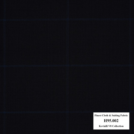 H95.002 Kevinlli V8 - Vải Suilt 90% Wool - Đen caro viền xanh